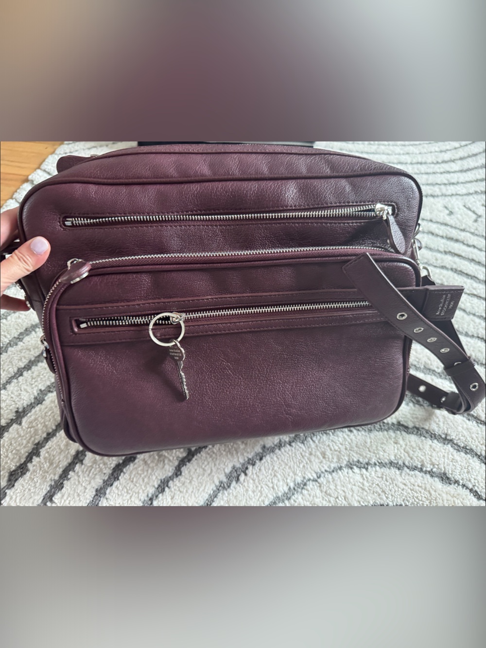 Leather Bag in Deep Burgundy - Stylish Everyday Carry View 2
